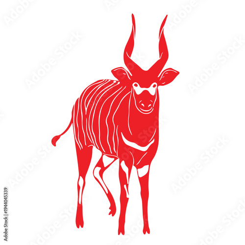 Red deer vector illustration isolated on white background wildlife animal with large antlers design