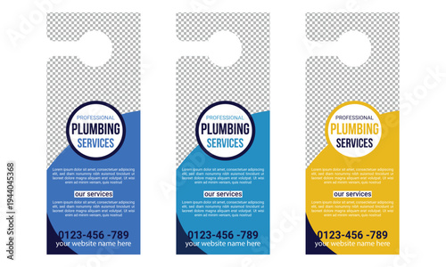Plumbing service door hanger or flyer poster social media post template