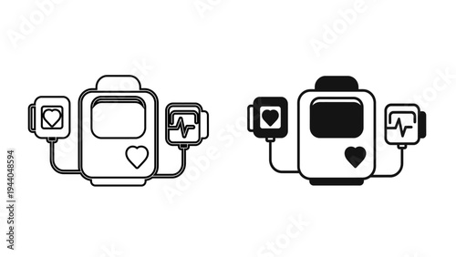 Patient Monitor Icon  with Vital Signs, EKG Heart Rate Display, and Medical Diagnostic Interface for Healthcare Apps, ICU Monitoring, and Telemedicine UI Design