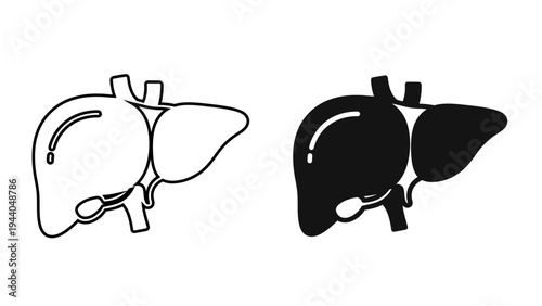 Human Liver and Gallbladder Icon  Hepatology Organ Symbol for Medical and Digestive Health Design