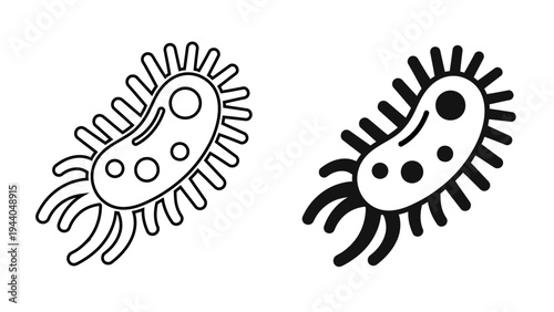 Bacteria and Virus Microorganism Icon , Microbiology Pathogen Symbol for Laboratory and Science Design