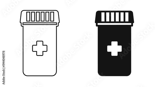 Medical Pill Bottle Icon Prescription Medicine Container Symbol for Pharmacy and Healthcare Design
