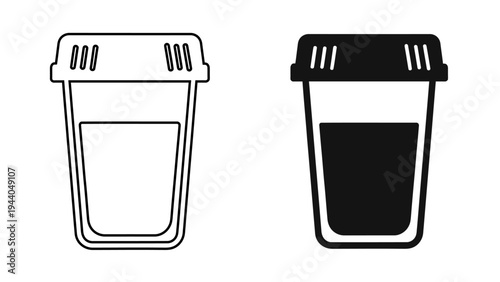 Medical Specimen Cup Icon Urine Sample Test Jar for Laboratory Diagnostic and Healthcare Symbols
