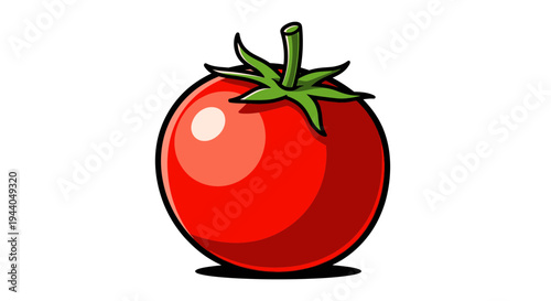 Vibrant Red Tomato Illustration on White Background