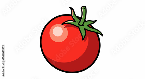 Fresh Red Tomato Illustration, Healthy Food, Organic Vegetable, Isolated on White Background