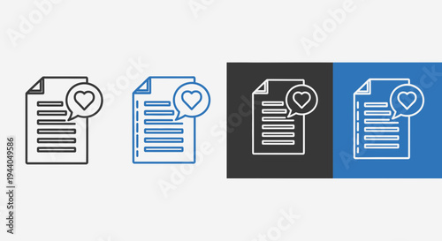 Document with Heart Icon in Speech Bubble: Love Letter, Feedback, or Review Concept