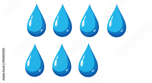 Collection of stylized blue water droplets in descending arrangement Vector