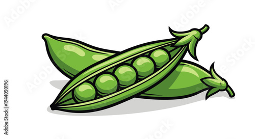 Fresh Green Pea Pods - Healthy Food Illustration