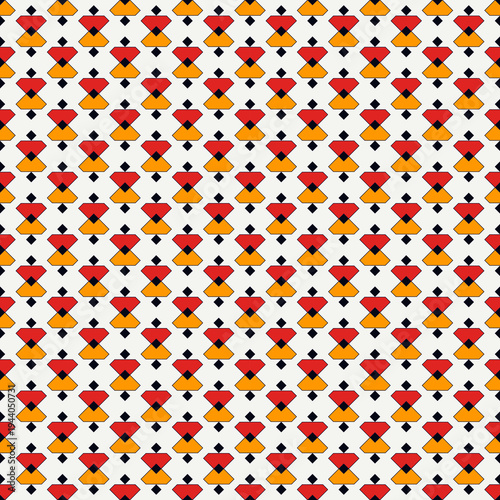 Geometric seamless pattern. Ethnic, tribal suface print. Hourglass motif ornament. Repeated triangular shapes background. Simple geo ornamental wallpaper. Vector abstract digital paper