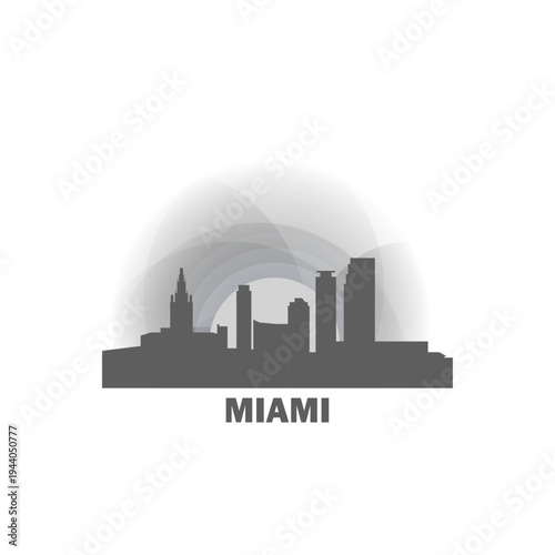 Miami Florida logo, clip art with cityscape, skyline, panorama, skyscrapers. Vector flat isolated illustration. United States of America city image with landmarks and buildings