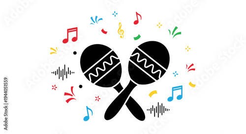 Black maracas musical instrument symbol.