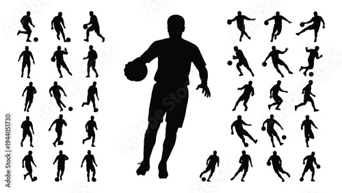 A comprehensive visual representation of diverse sports actions and activities in silhouette form showcasing various athletic poses and movements