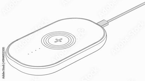 A sleek, modern wireless charging pad with a USB cable, designed for convenient device charging.