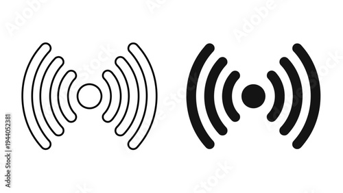 Wireless Signal and Radio Wave Icon Wi-Fi Hotspot Connection and Podcast Broadcast Symbol in Outline and Solid Style