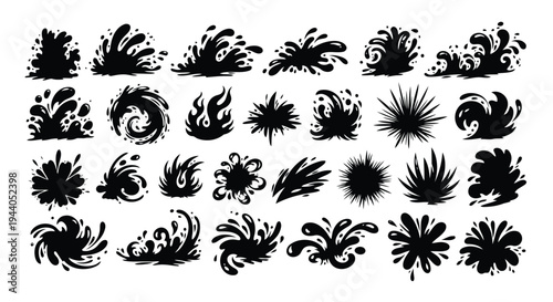 Intricate black and white decorative feather and floral patterns arranged in a grid layout Vector