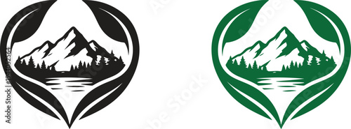 Mountain Landscape Inside Heart Shape Vector Icon, Nature Love and Environmental Conservation Symbol