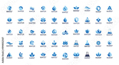 Collection of various airline and aviation company logos featuring blue and white color schemes Vector