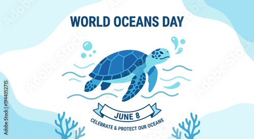 World Oceans Day Sea Turtle Marine Conservation Awareness
