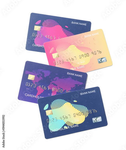 Credit cards on white backg...