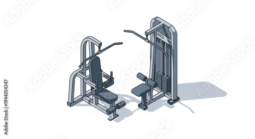 Two modern gym machines for strength training and fitness workouts.