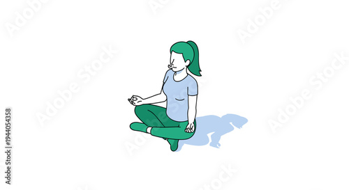Woman Meditating in Lotus Position, Practicing Mindfulness and Relaxation.