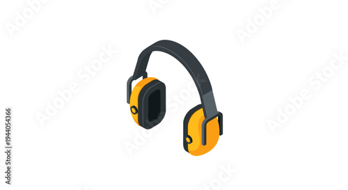 Bright Orange and Black Industrial Ear Protection Headphones.