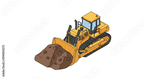 Heavy Duty Yellow Bulldozer Moving Earth on a Construction Site.