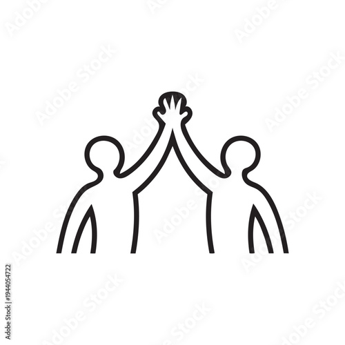 Team Success High Five Celebration Line Icon