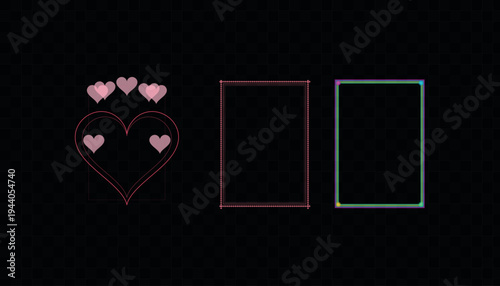 Valentine Heart Clipart Decorative Frame Bundle Vector Illustration Set