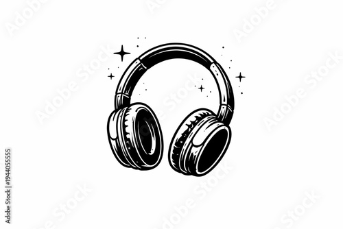 Iconic headphones illustration, a symbol of music, sound, and audio enjoyment, perfect for creative projects