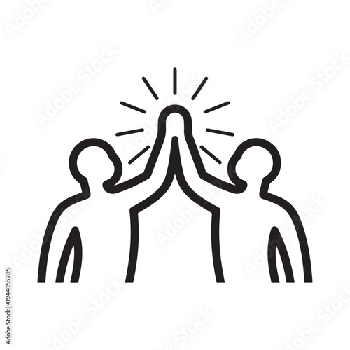 Team Success High Five Celebration Line Icon