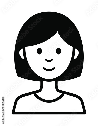 Vector of a smiling woman with short hair and a plain white shirt