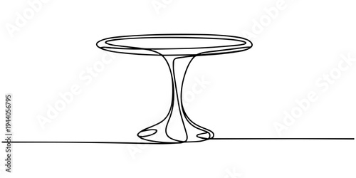 Garden chairs and table in continuous line art drawing style. Classic style dining room furniture black linear sketch isolated on white background. Vector illustration