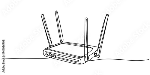router continuous one line drawing , Wi-Fi router line continuous drawing vector. One line Wi-Fi router vector background.