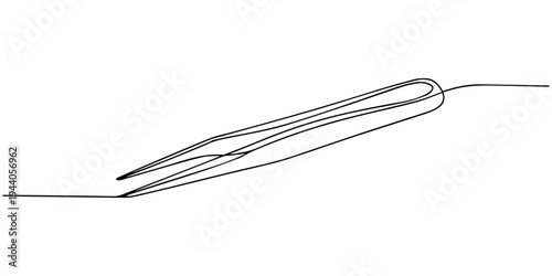 One continuous line drawing of Medical tweezers . Single line of Medical tweezers vector illustration