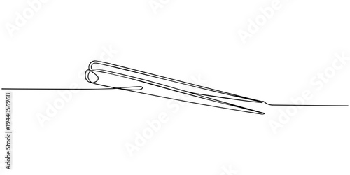One continuous line drawing of Medical tweezers . Single line of Medical tweezers vector illustration