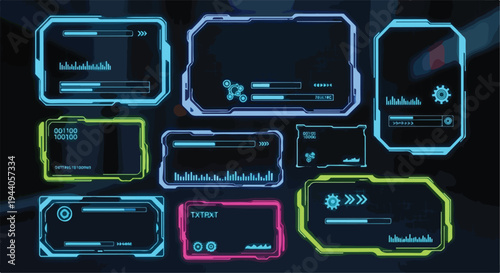 Set of 10 Futuristic HUD UI Elements Vector