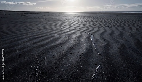Dark Wet Sand Ripple Beach

