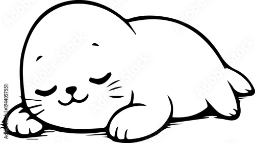 cute baby seal character sea life