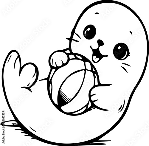 cute baby seal character sea life