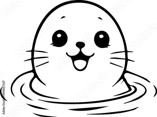 cute baby seal character sea life
