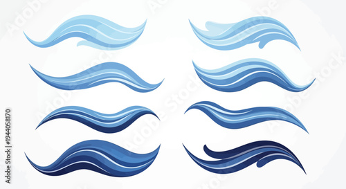 Abstract wave patterns in varying shades of blue and white on a neutral background Vector