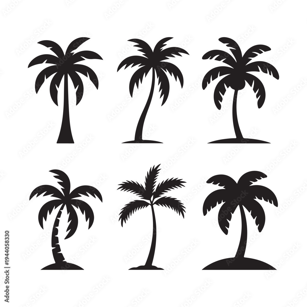 Fototapeta premium Palm Tree Silhouettes Collection vector design