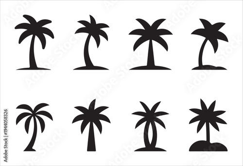 Silhouettes Collection of beach palm tree vector