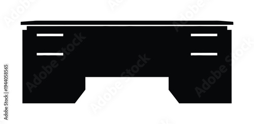 Vector graphic of a large modern office desk with drawers and a wide surface