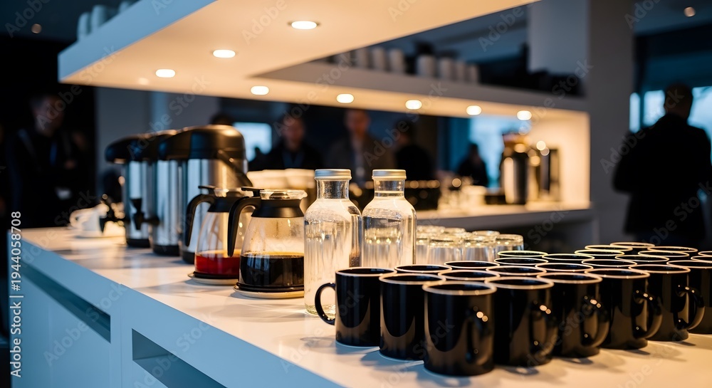 Obraz premium Coffee break at conference, people enjoy refreshments and networking during a business event