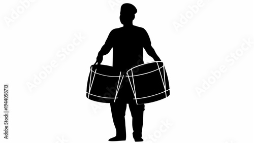 Punjabi dhol player silhouette holding traditional drums festival musician