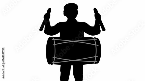 Punjabi dhol drum player silhouette traditional indian musician with dhol instrument cultural festival performance