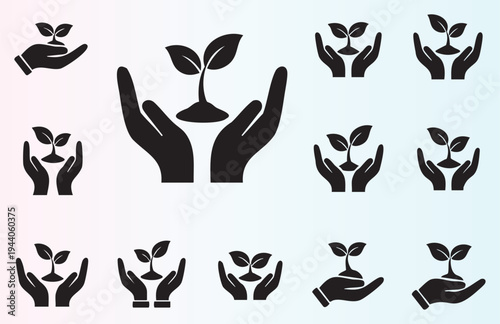 Hands holding young plants showing ecofriendly growth and care