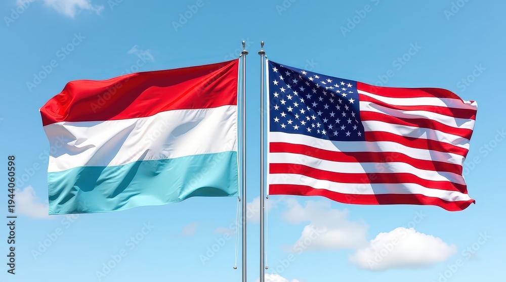 Fototapeta premium The flag of two countries: Luxembourg and the United States
